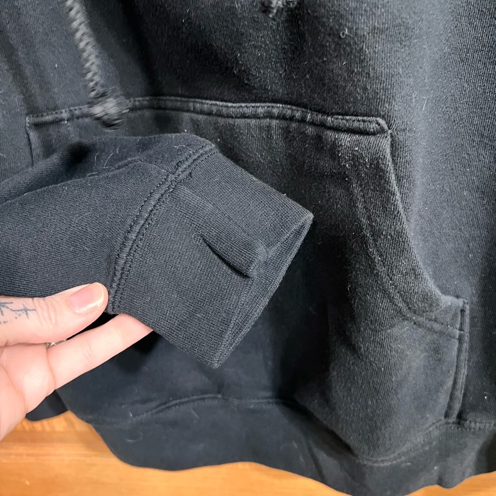 Black Graphic Hooded Sweatshirt with Red & Blue Logo - Picture 6 of 6